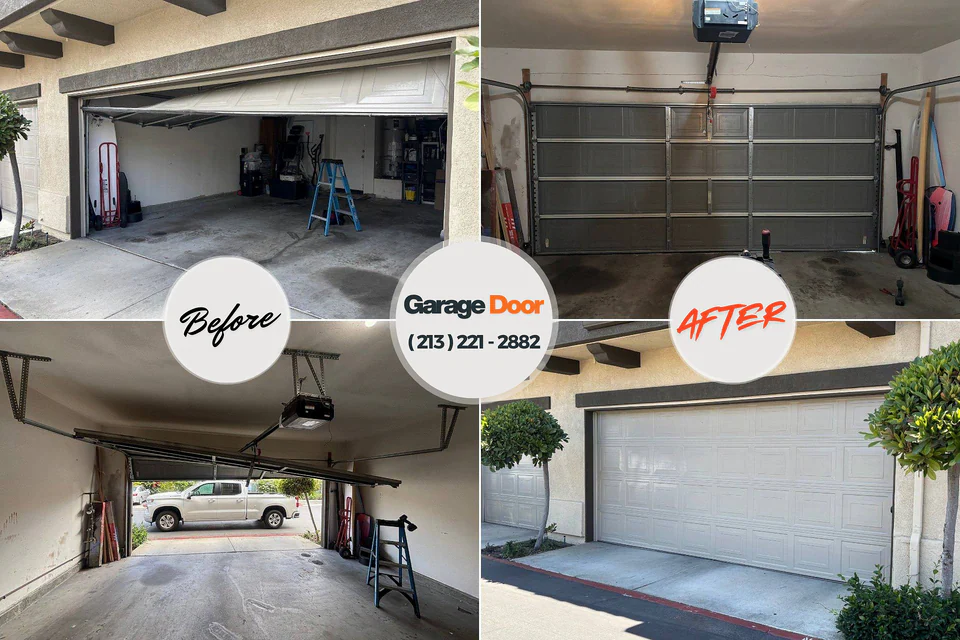 Before and after: garage door repair 61914